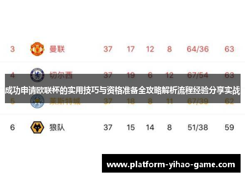 成功申请欧联杯的实用技巧与资格准备全攻略解析流程经验分享实战